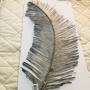 Pewter metal decorative feather